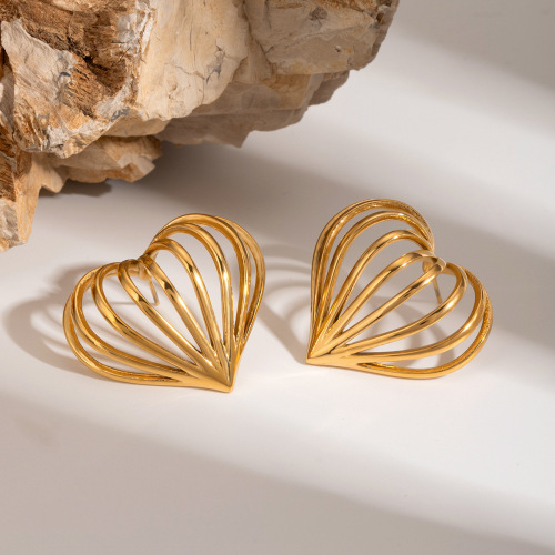 ZTET41 Stainless steel heart earrings gold earrings earrings ear jewelry