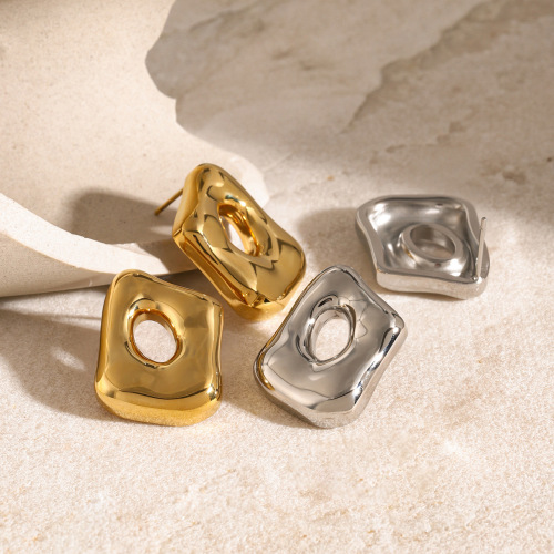 ZTET19 18k gold stainless steel special-shaped hollow earrings geometric earrings