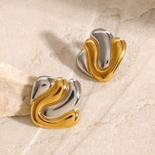 ZTET46 Stainless steel geometric earrings color matching contrasting color earrings female