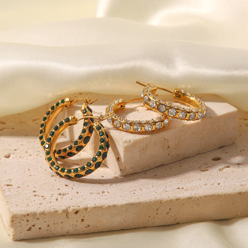 ZTET110 Micro-encrusted diamond earrings female hoop earrings hypoallergenic earrings