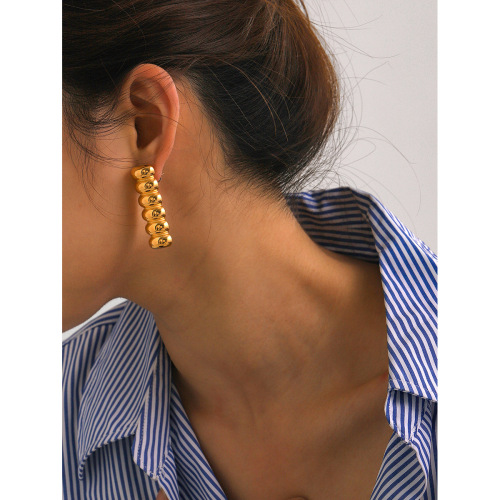 ZTET174 18k gold stainless steel multi-layer candied haws earrings earrings