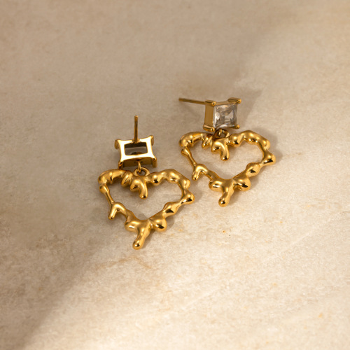 ZTET175 18k gold stainless steel zircon white zircon lava love pendant earrings