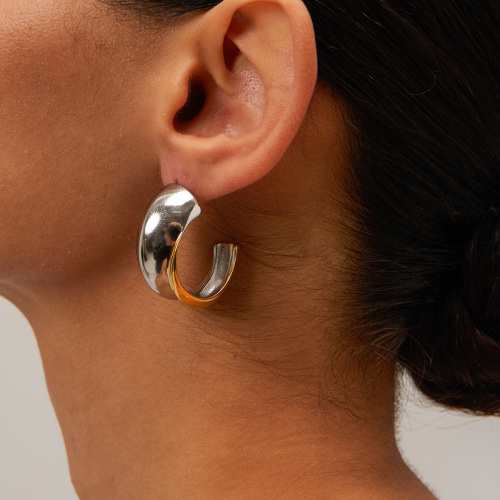 ZTET30 Stainless steel c-shaped earrings contrasting earrings color matching earrings
