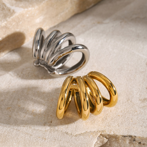 ZTET9 18k gold stainless steel single four-layer C-shaped ear clips ear clips for women