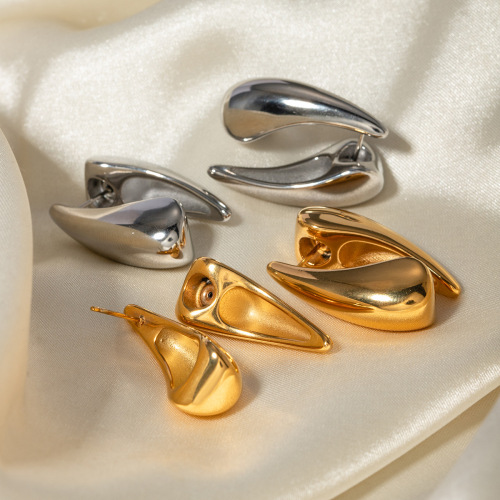 ZTET198 1 8k gold stainless steel teardrop earrings staggered teardrop-shaped earrings earrings