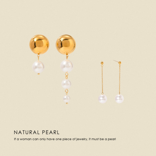 ZTET29 Pearl earrings stainless steel earrings earrings 18k gold-plated jewelry