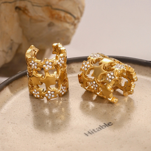 ZTET4 Stainless steel rhinestone earrings star ear bone clips earrings jewelry for women