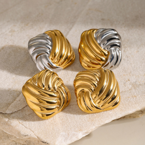 ZTET51 Stainless steel contrasting color earrings color matching square jewelry