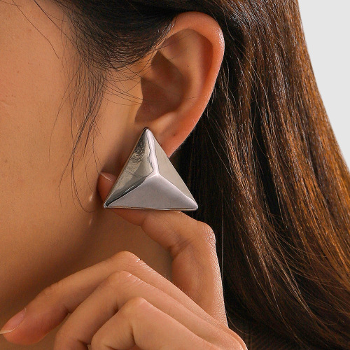 ZTET191 18k gold stainless steel triangle earrings geometric minimalist earrings