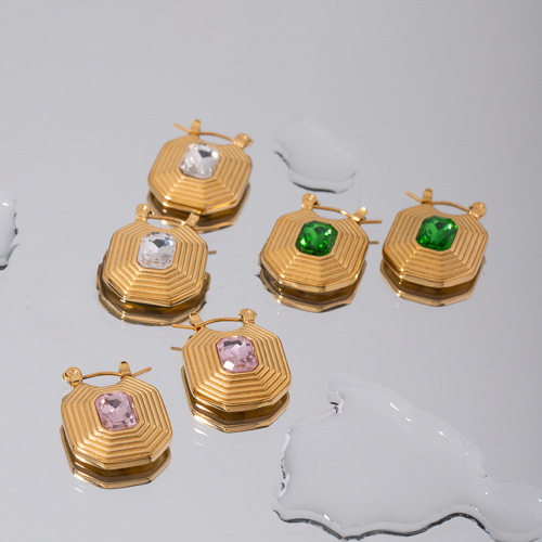 ZTET109 Diamond zircon earrings pyramid pendant earrings earrings female