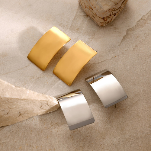 ZTET103 18k gold stainless steel geometric smooth earrings female rectangular earrings