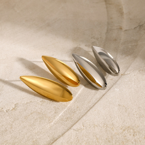 ZTET137 18k gold stainless steel glossy water drop earrings minimalist earrings