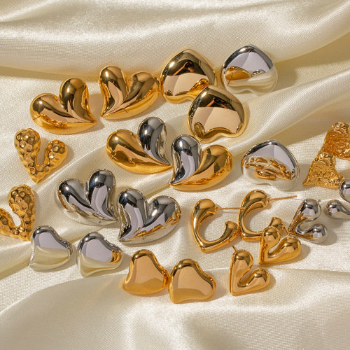 ZTET48 Ear jewelry 18K gold stainless steel liquid heart-shaped earrings