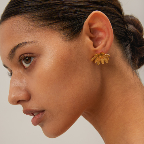 ZTET245 18k gold stainless steel daisy earrings flower sunflower earrings