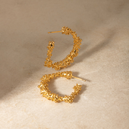 ZTET126 18k gold stainless steel lava C-shaped earrings earrings for women