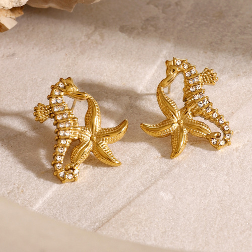 ZTET61 Ocean stainless steel earrings starfish earrings