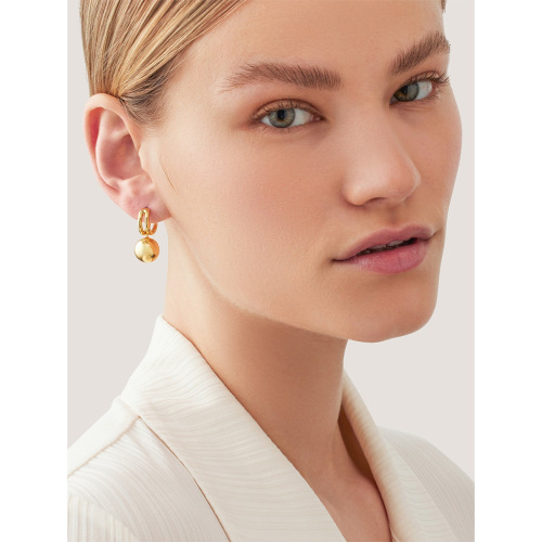 ZTET84 18K gold stainless steel sliding steel bead pendant earrings round bead earrings for women