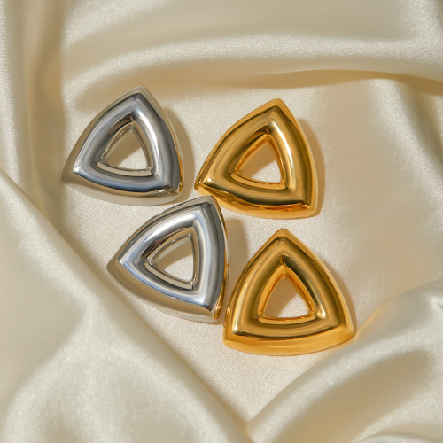 ZTET211 18k gold stainless steel triangle hollow earrings minimalist earrings for women
