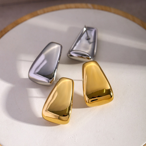 ZTET202 Stainless steel geometric smooth trapezoidal earrings