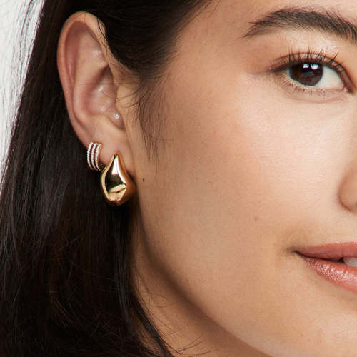 ZTET118 18k gold stainless steel bean drop earrings