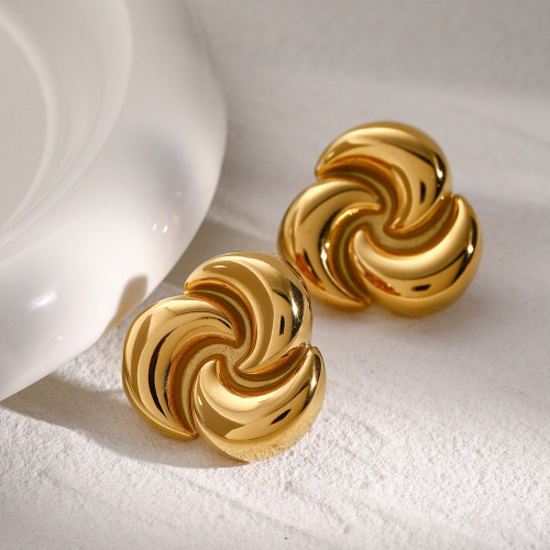ZTET131 18k gold stainless steel rotating half-moon earrings simple