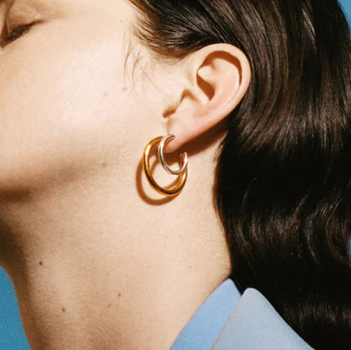 ZTET25 Stainless steel c-shaped earrings contrast color matching Earrings electroplated earrings