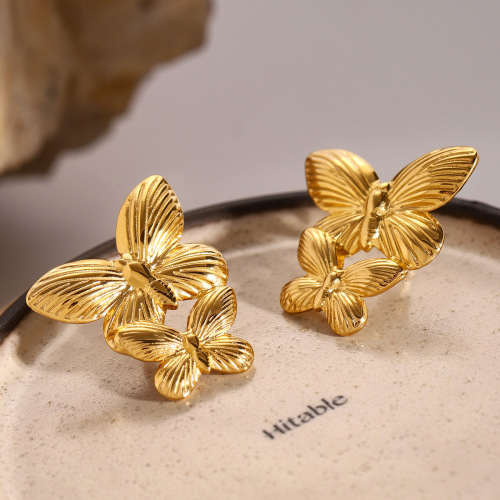 ZTET8 Stainless steel earrings butterfly earrings earrings 18k gold jewelry