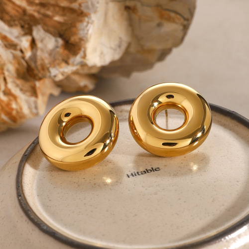 ZTET102 Original 18k gold stainless steel circle hollow earrings minimalist circle earrings
