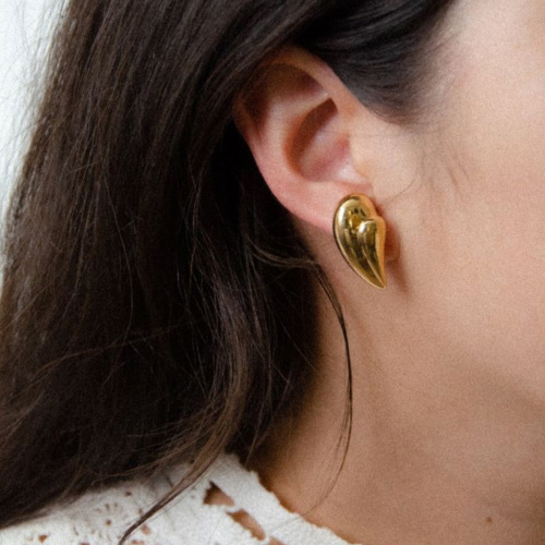ZTET185 18k gold stainless steel splicing love teardrop earrings silver earrings for women