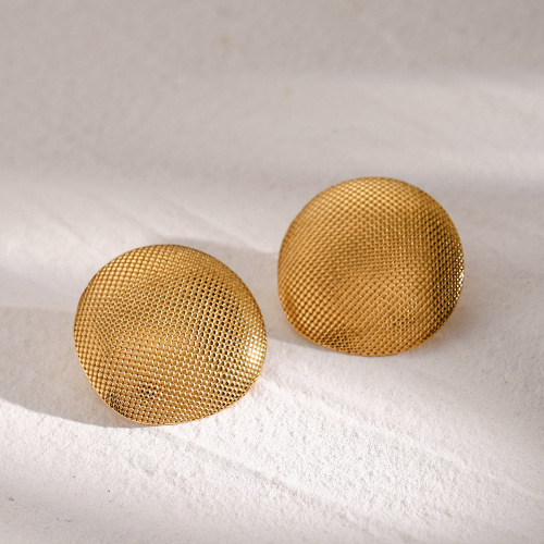 ZTET166 118k gold stainless steel gold embossed round earrings wholesale