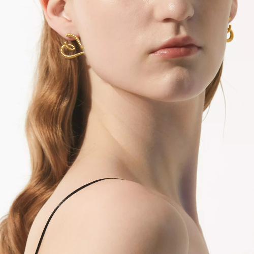 ZTET224 18k gold stainless steel ribbed heart-shaped earrings with heart-shaped earrings for women