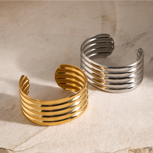 ZTGT26 18k gold stainless steel multi-layer tube smooth open bracelet line bracelet