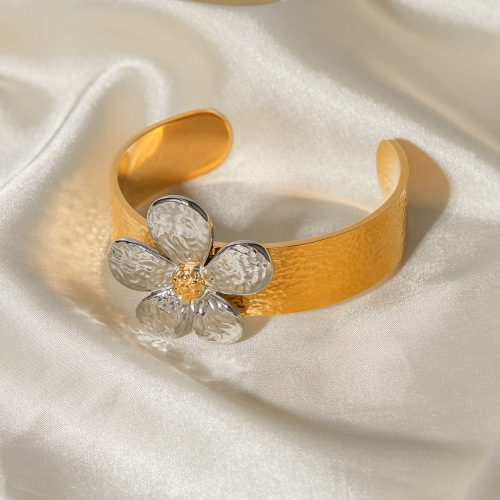 ZTGT36 Bracelet sweet cool gold and silver color flower open 18k gold stainless steel bracelet jewelry
