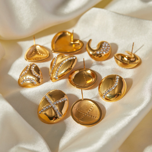 ZTET97 18k gold stainless steel diamond teardrop-shaped diamond earrings