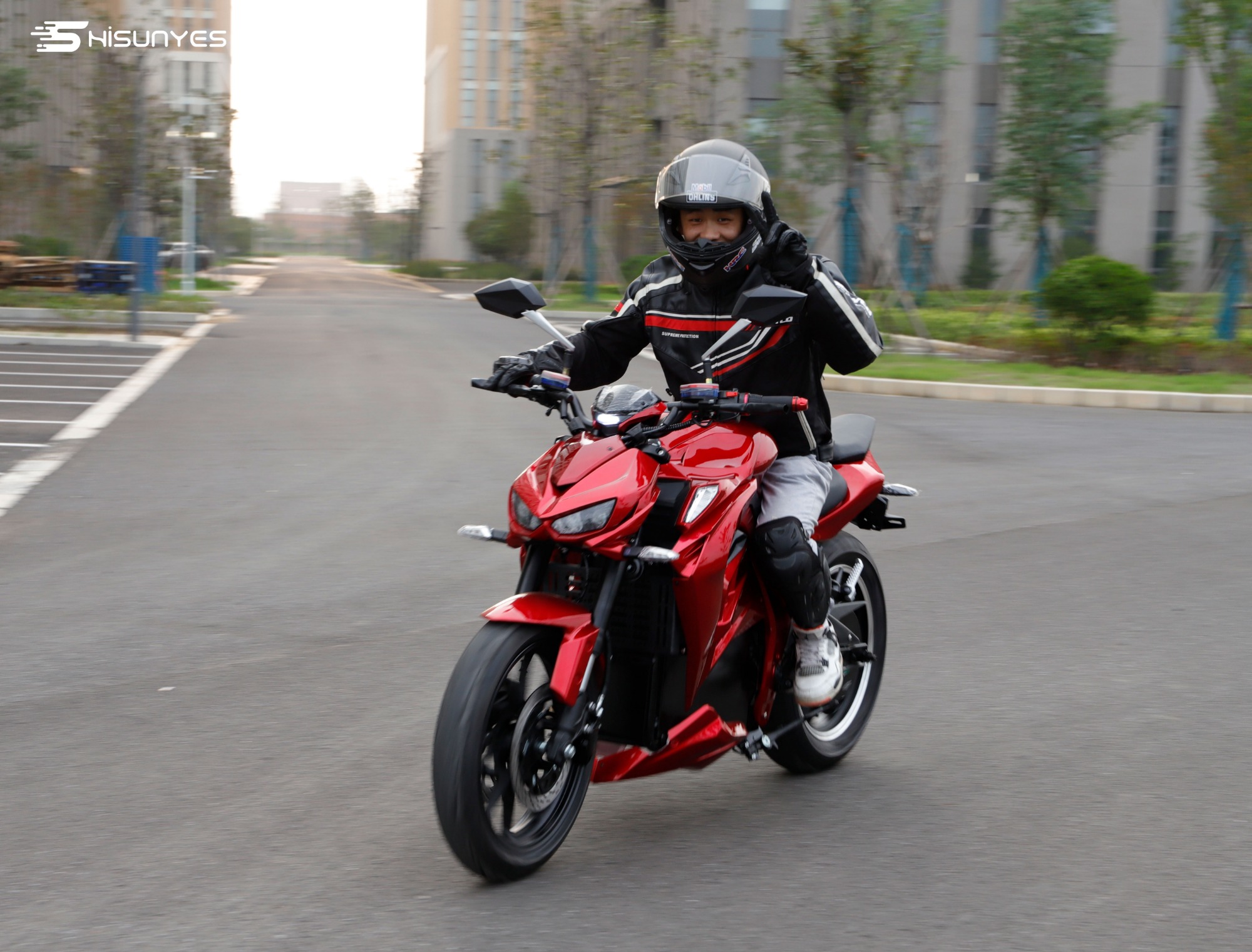 ride the red emotorcycle V10