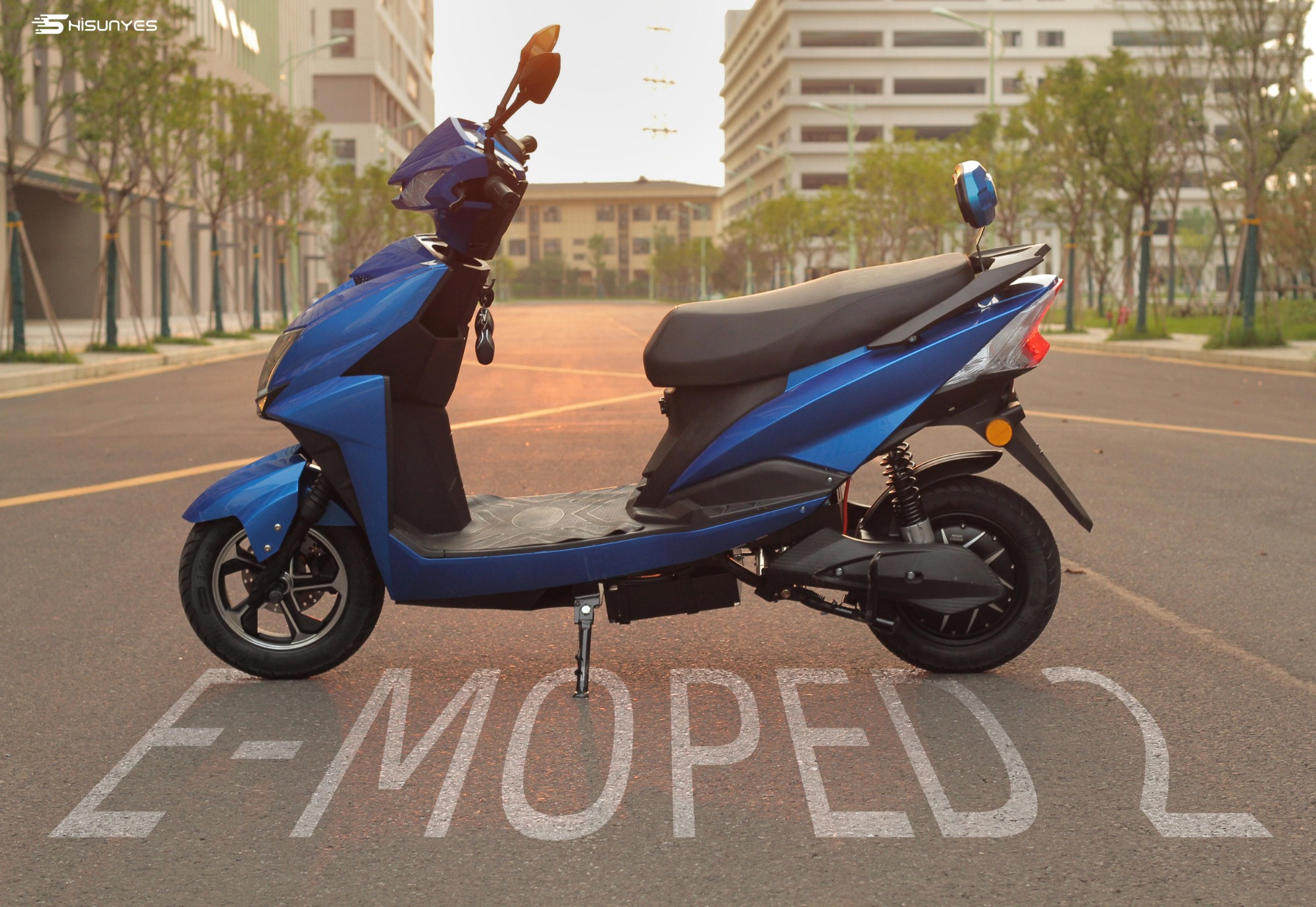The new blue electric moped EM2
