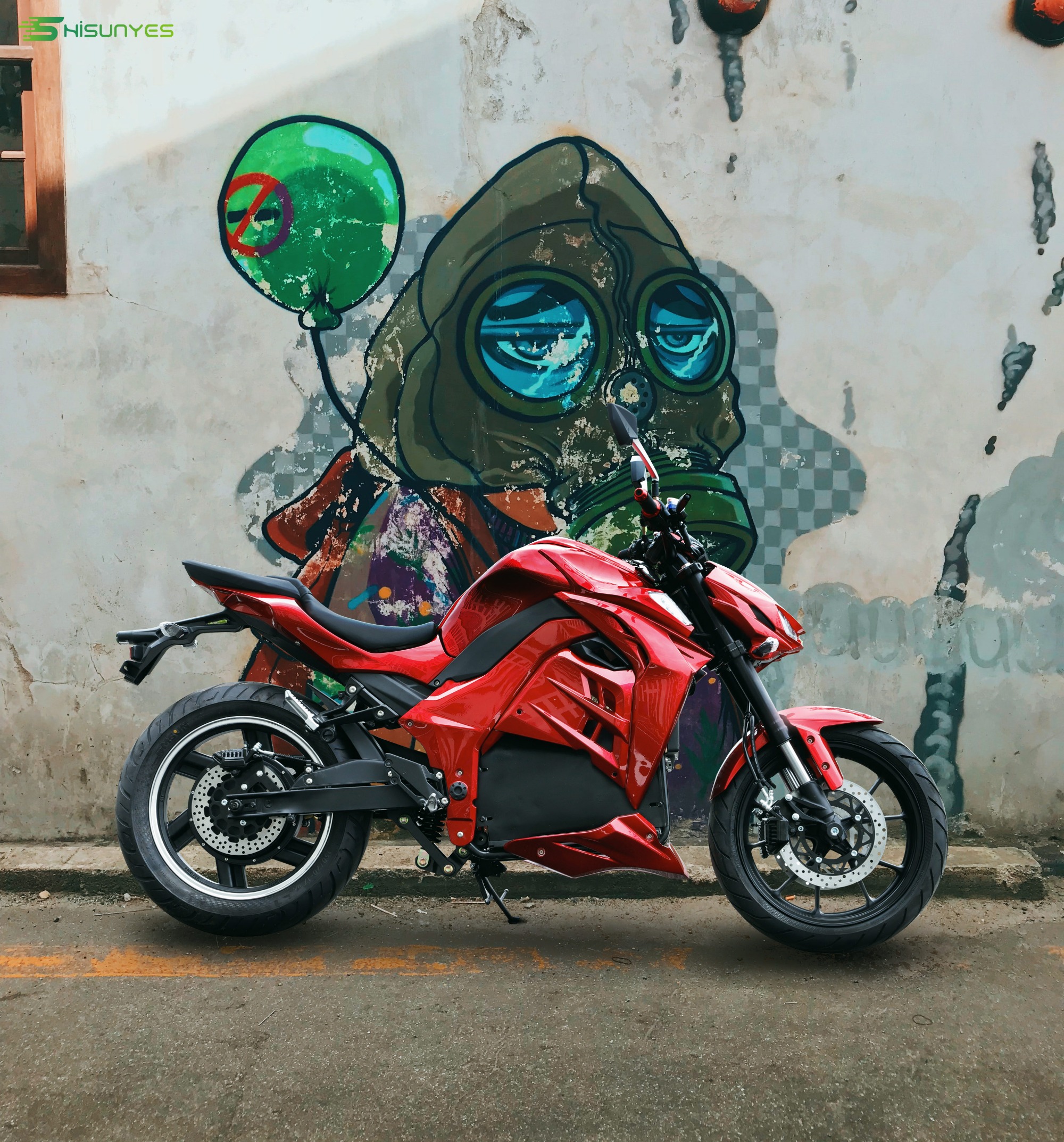 the red electric motorcycle  V10 is so cool