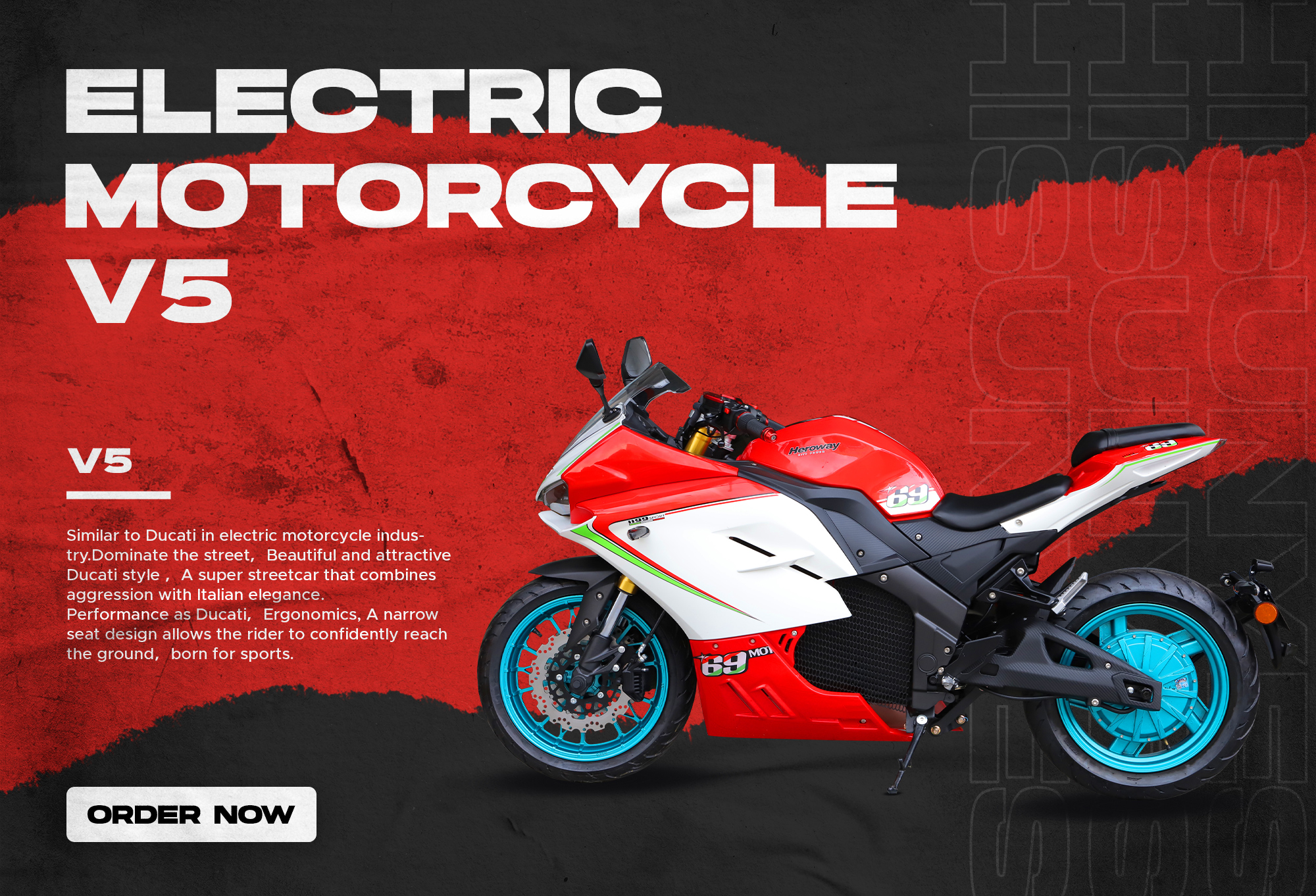 A motocicleta elétrica V5 tem configurações diferentes