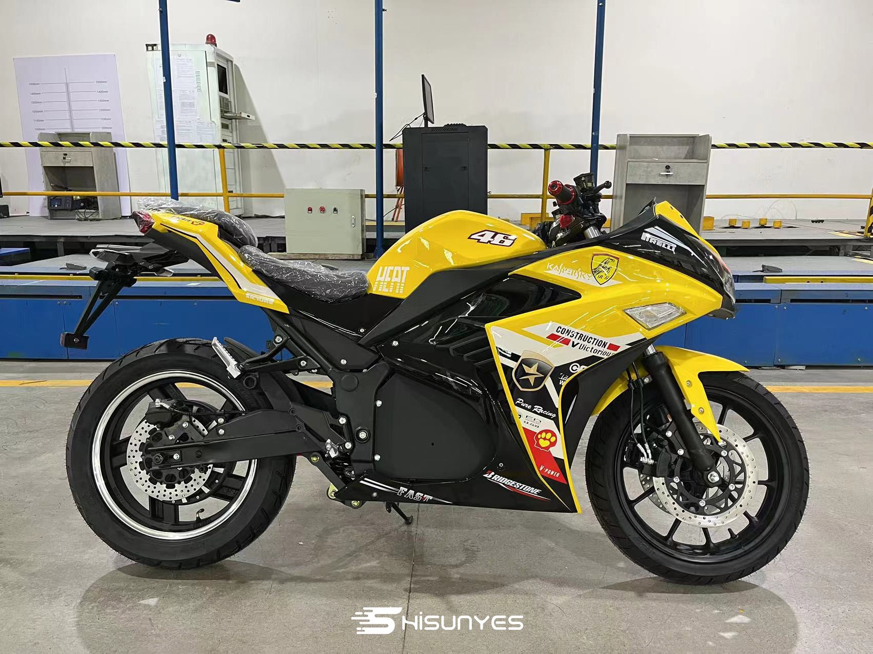 the new electric motorcycle V2 yellow