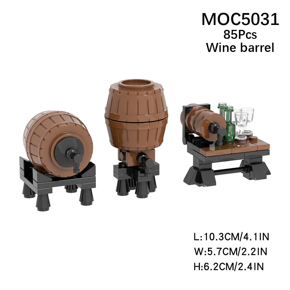 MOC5031 Medieval Oak Barrels Wine Storage Container Building Blocks