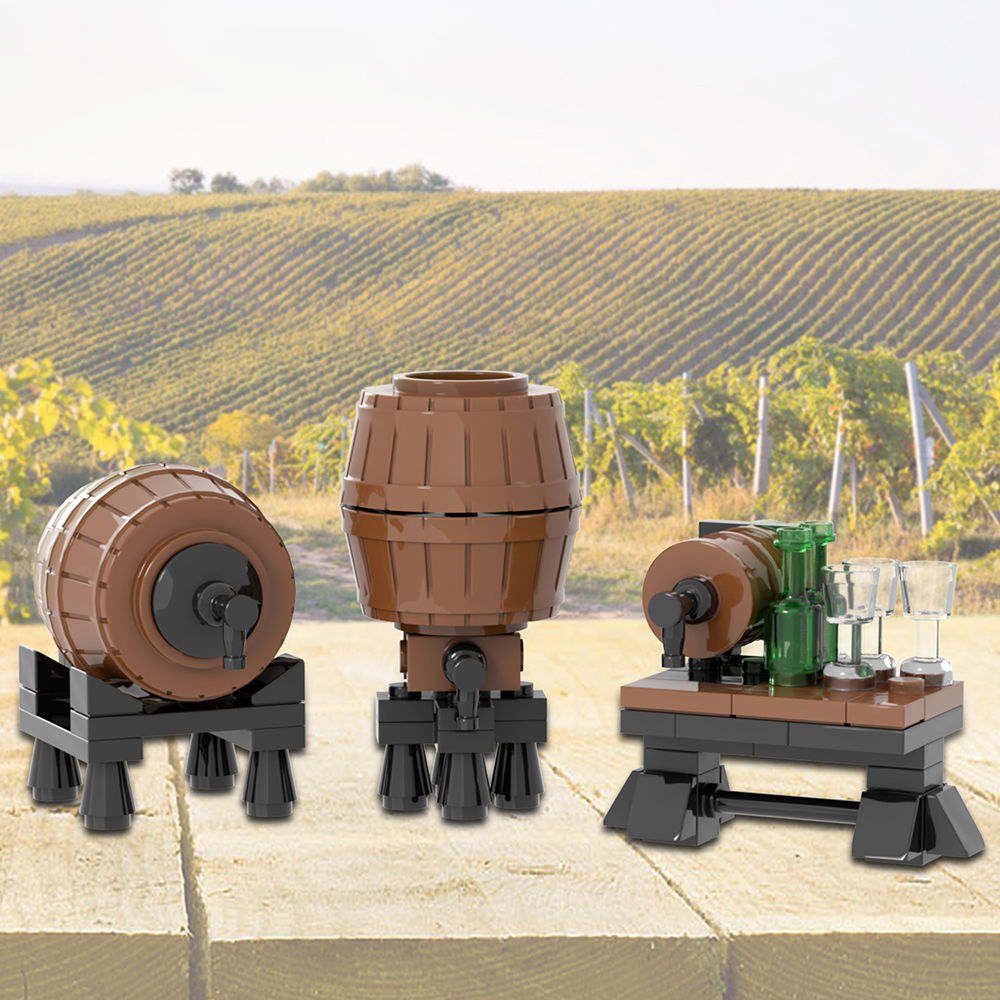 MOC5031 Medieval Oak Barrels Wine Storage Container Building Blocks
