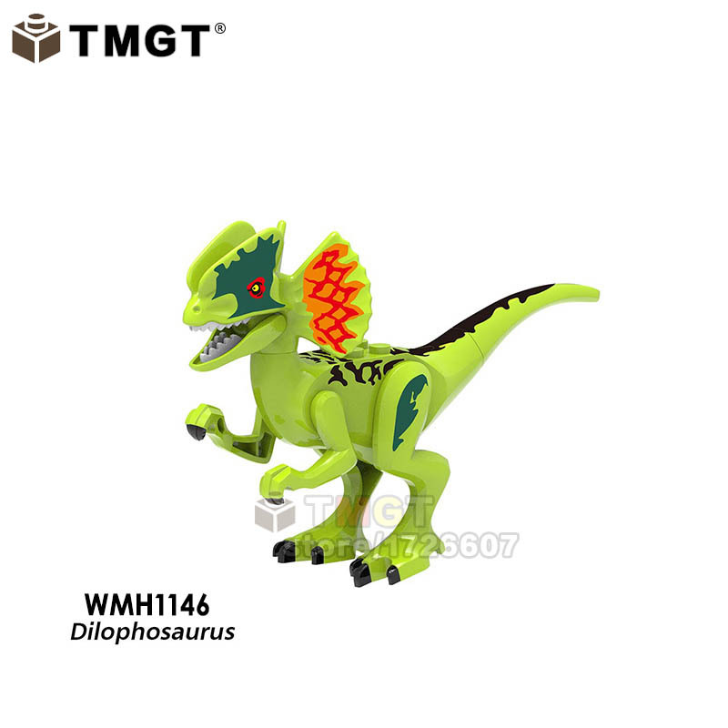 X0243 Dinosaurs Animals Jurassic Park Dilophosaurus Velociraptor Pteranodon Bricks Building Blocks Figures Gifts For Children Toys