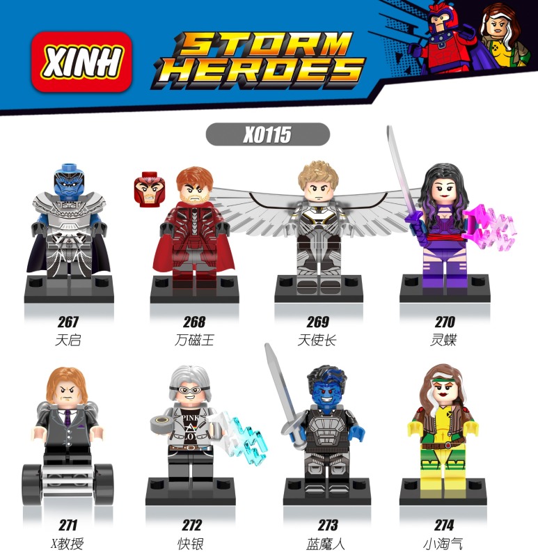X0115 DC Movie Superhero X-Men Apocalypse Magneto Archangel Lingdie Professor X Fast Silver Blue Devils Little Naughty Building Blocks Kids Toys