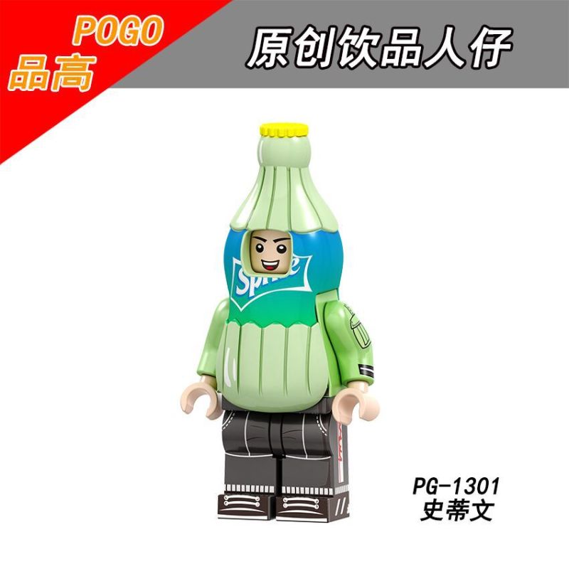 PG8134 Cartoon Drinks Series Pure Milk Sprite Fanta Cola Pepsi Action Figure Building Blocks Kids Toys