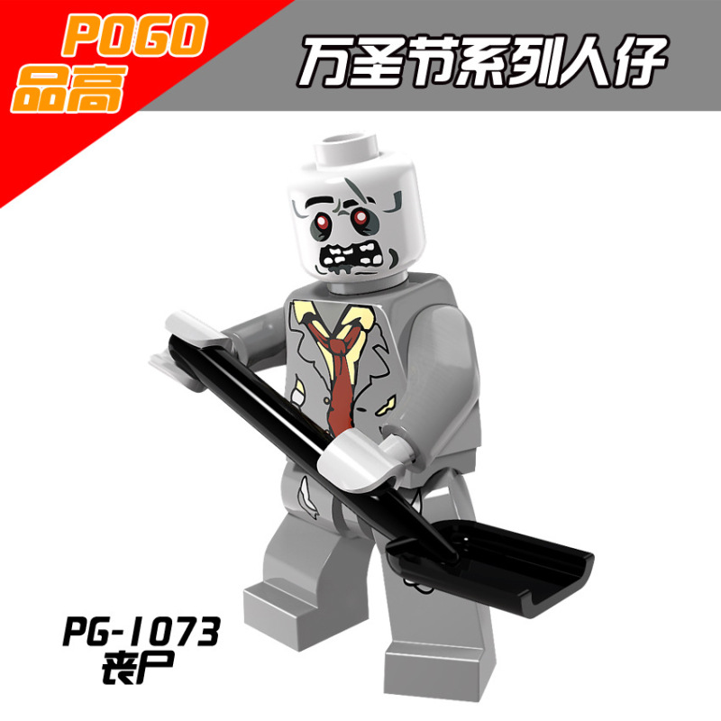 PG8080 Cartoon Halloween Witch Jack Skellington Zombie Ghost Pumpkin Man Wolfman Vampire Action Figure Building Blocks Kids Toys