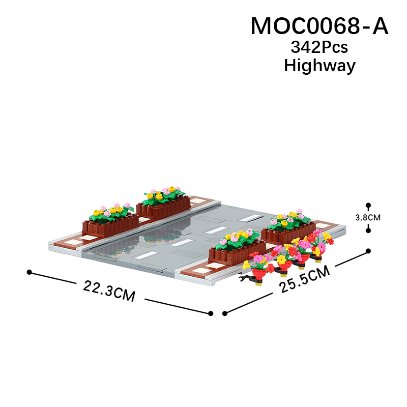 MOC0068 City Street View Series Flyover Road Flowerbed Accessories Ornament Building Blocks Bricks Kids Toys for Children Gift MOC Parts