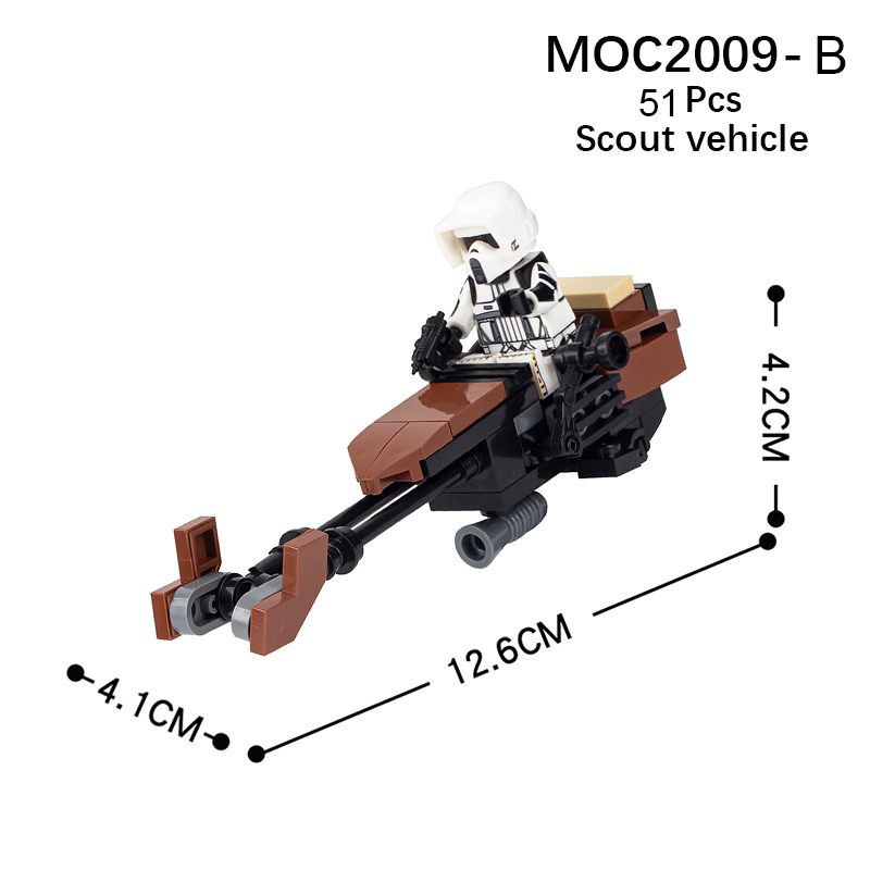 MOC2009-A Star wars Series Scout Flying Vehicle Stormtrooper Speeder Bike Building Blocks Bricks Kids Toys for Children Gift MOC Parts