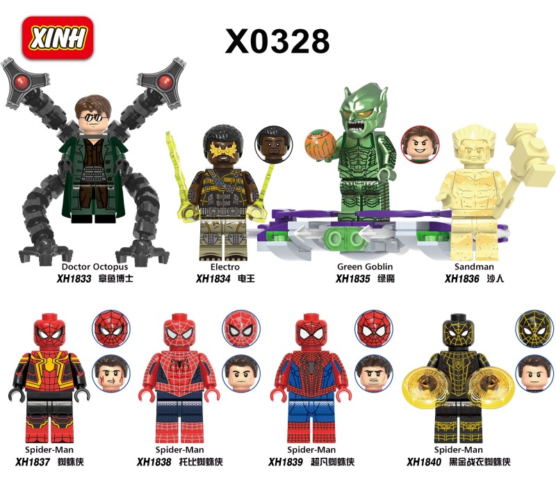 X0328 Marvel Doctor Octopus Electro Green Goblin Sandman Spider Man Super Hero Action Figure Building Blocks Kids Toys