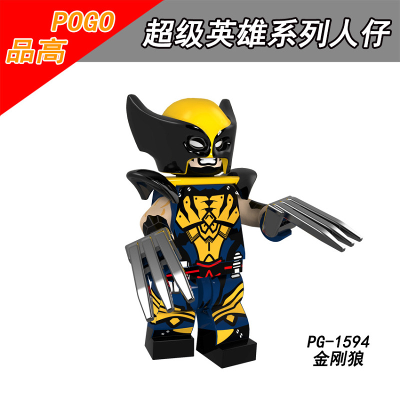 PG8147 Wolverine  Spiderman Flash Wolverine (X-men) Batman Deadpool Batman Action Figures Building Blocks Kids Toys