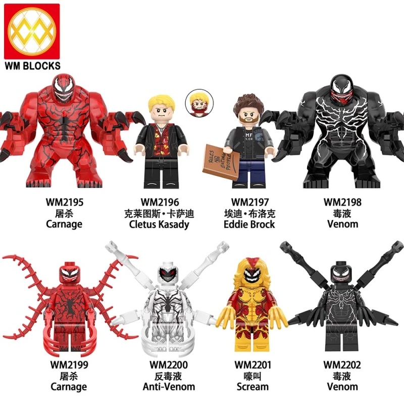 WM6120 Movie Eddie Brock Venom Scream Carnage Cletus Kasady Building Blocks Action Figure For Kids Toys